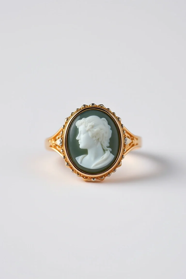 14K Cameo Ring 17mm
