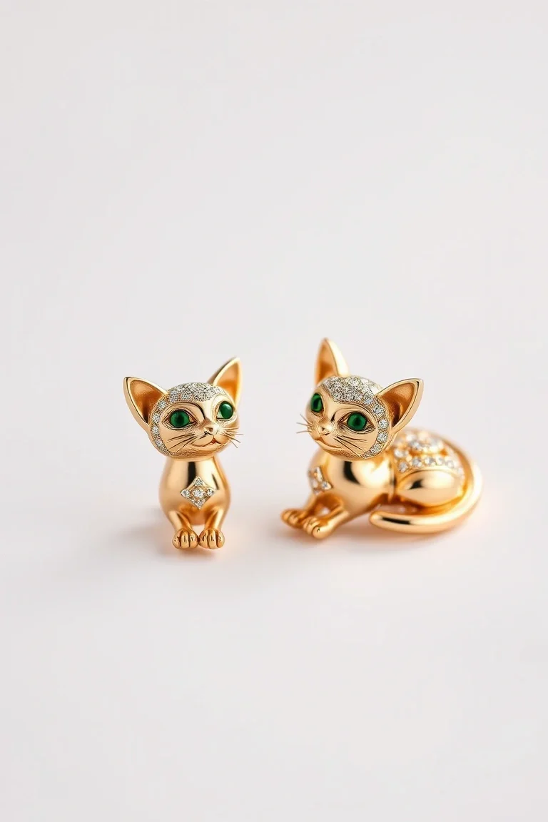 14K Cat Earrings