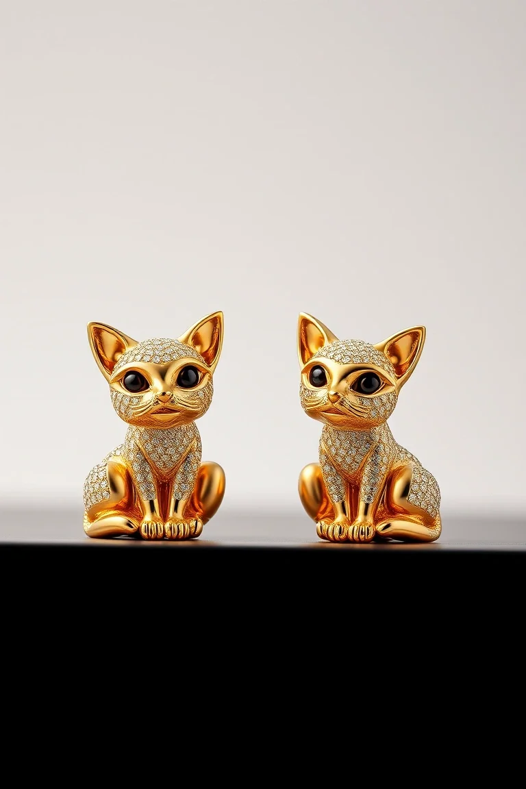 14K Cats Earrings