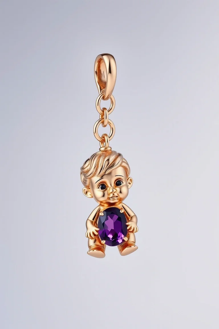 14K Charming Boy With Amethyst