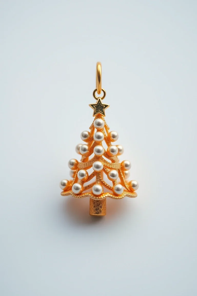14K Christmas Tree With Beads Charm