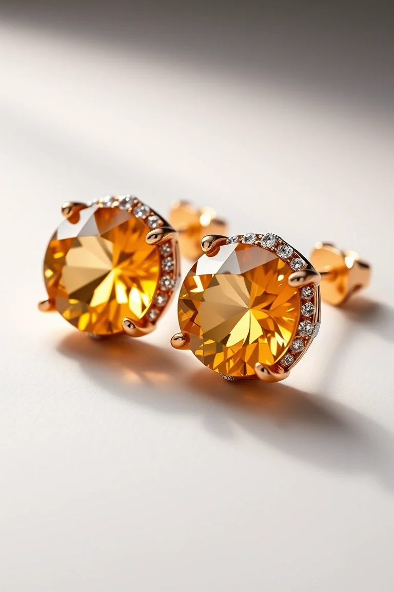 14K Citrine Earrings-November