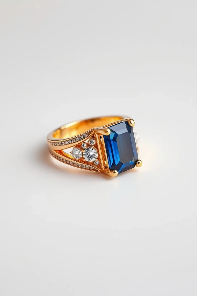 14K COLORED STONE GREEK RING