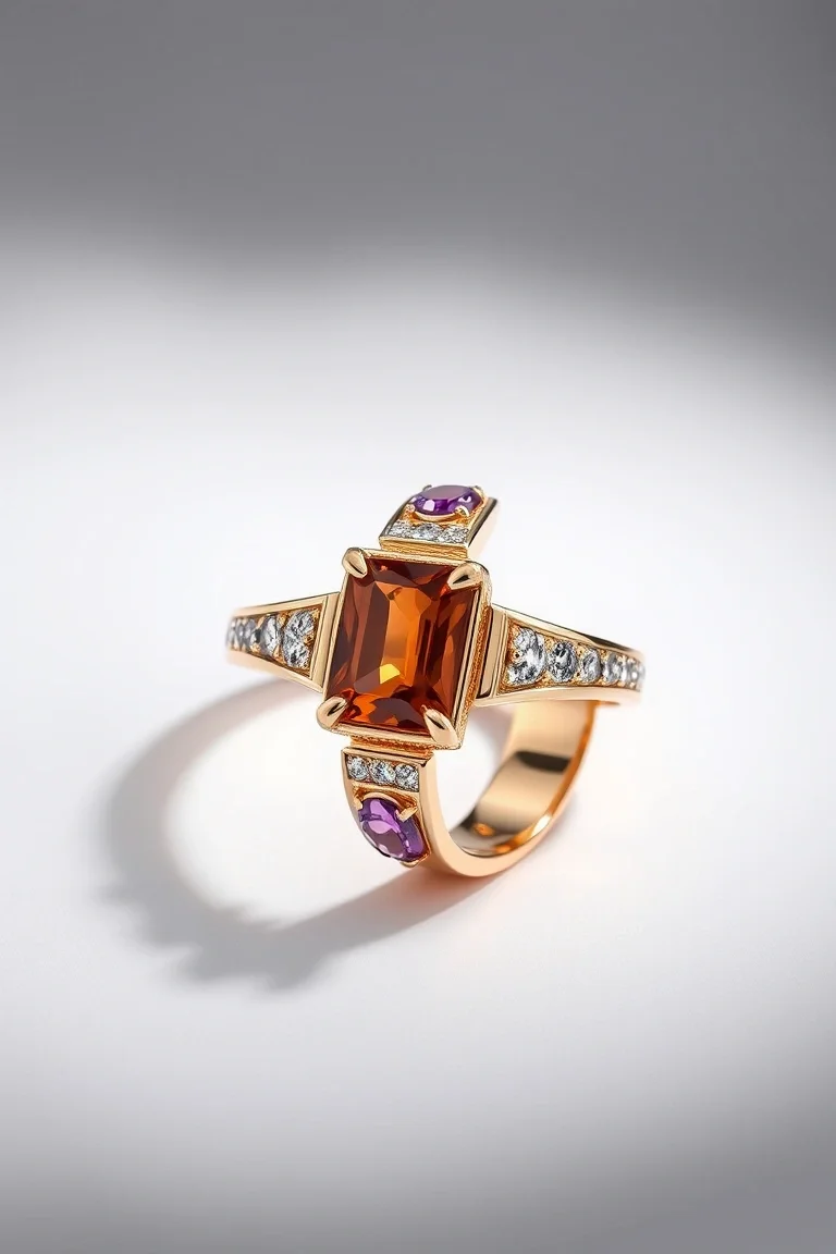 14K Colored Stone Greek Ring