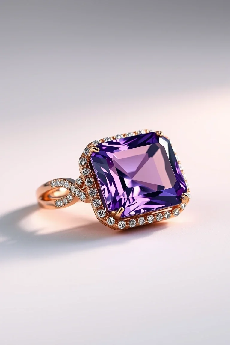 14K CONTEMPORARY AMETHYST DIAMOND SLIDE