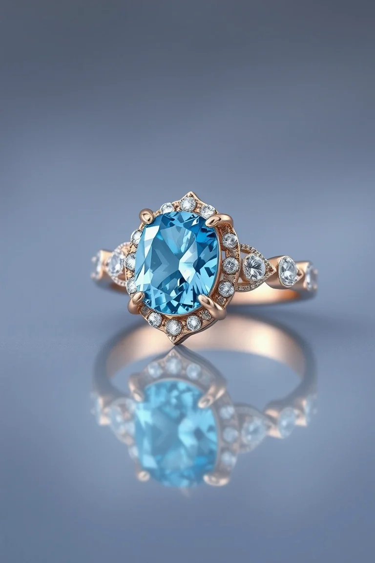 14K CONTEMPORARY BLUE TOPAZ DIAMOND SLIDE