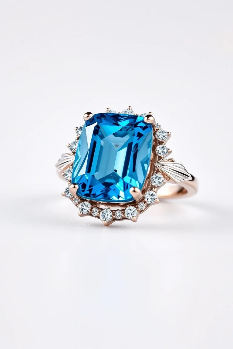 14K CONTEMPORARY BLUE TOPAZ DIAMOND SLIDE