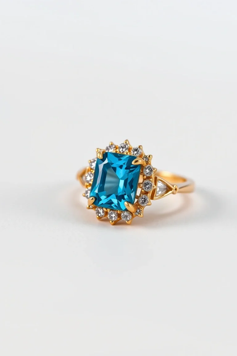 14K CONTEMPORARY BLUE TOPAZ DIAMOND SLIDE