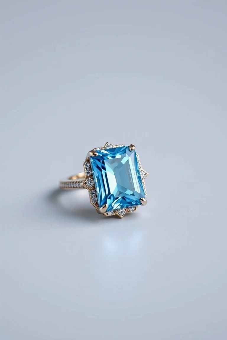 14K CONTEMPORARY BLUE TOPAZ DIAMOND SLIDE