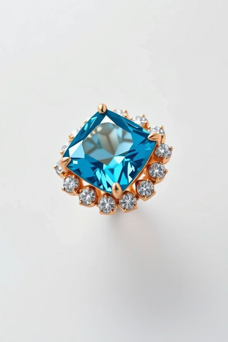 14K CONTEMPORARY BLUE TOPAZ DIAMOND SLIDE