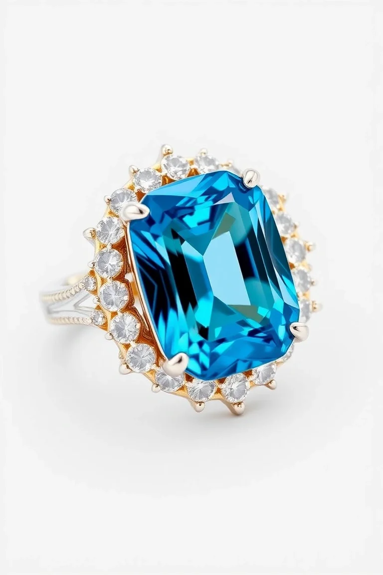 14K CONTEMPORARY BLUE TOPAZ DIAMOND SLIDE