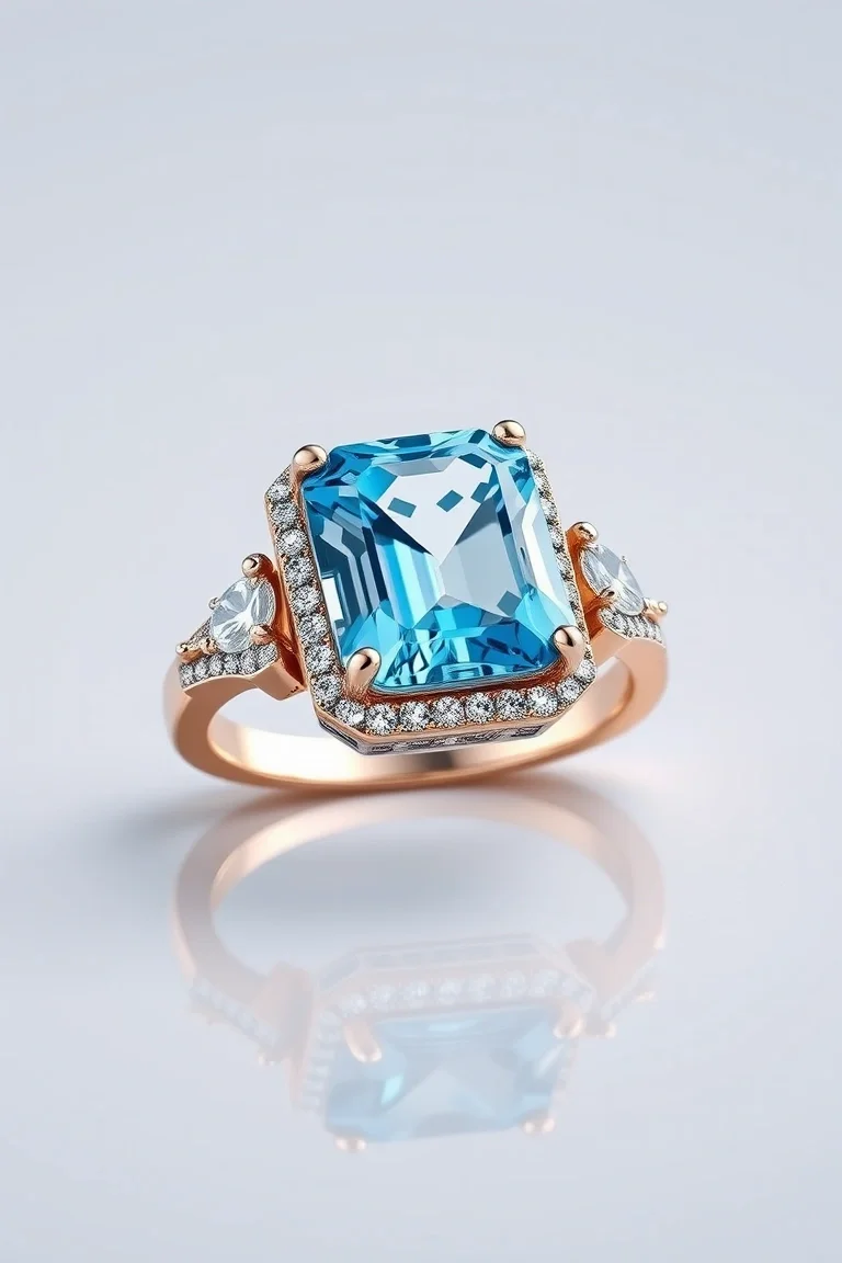 14K CONTEMPORARY BLUE TOPAZ DIAMOND SLIDE