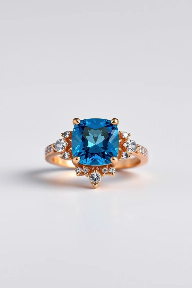 14K CONTEMPORARY BLUE TOPAZ DIAMOND SLIDE