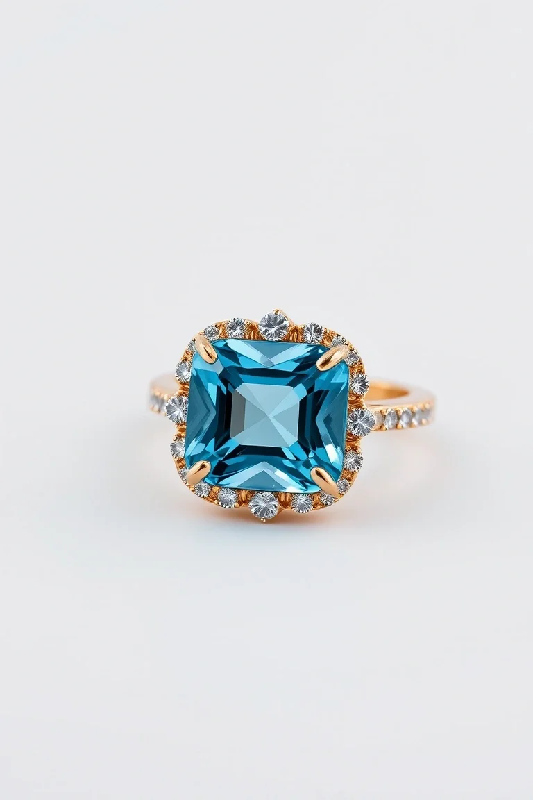 14K CONTEMPORARY BLUE TOPAZ DIAMOND SLIDE