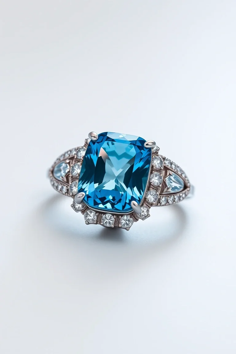 14K CONTEMPORARY BLUE TOPAZ DIAMOND SLIDE