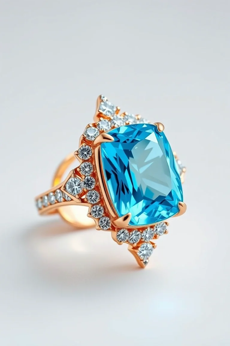 14K CONTEMPORARY BLUE TOPAZ DIAMOND SLIDE