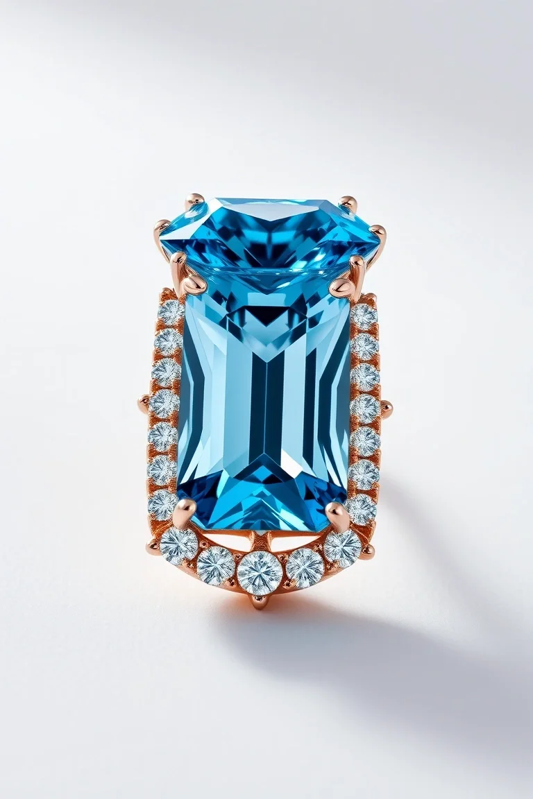 14K CONTEMPORARY BLUE TOPAZ DIAMOND SLIDE