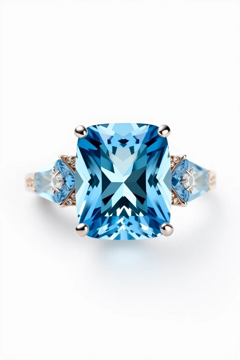 14K CONTEMPORARY BLUE TOPAZ DIAMOND SLIDE