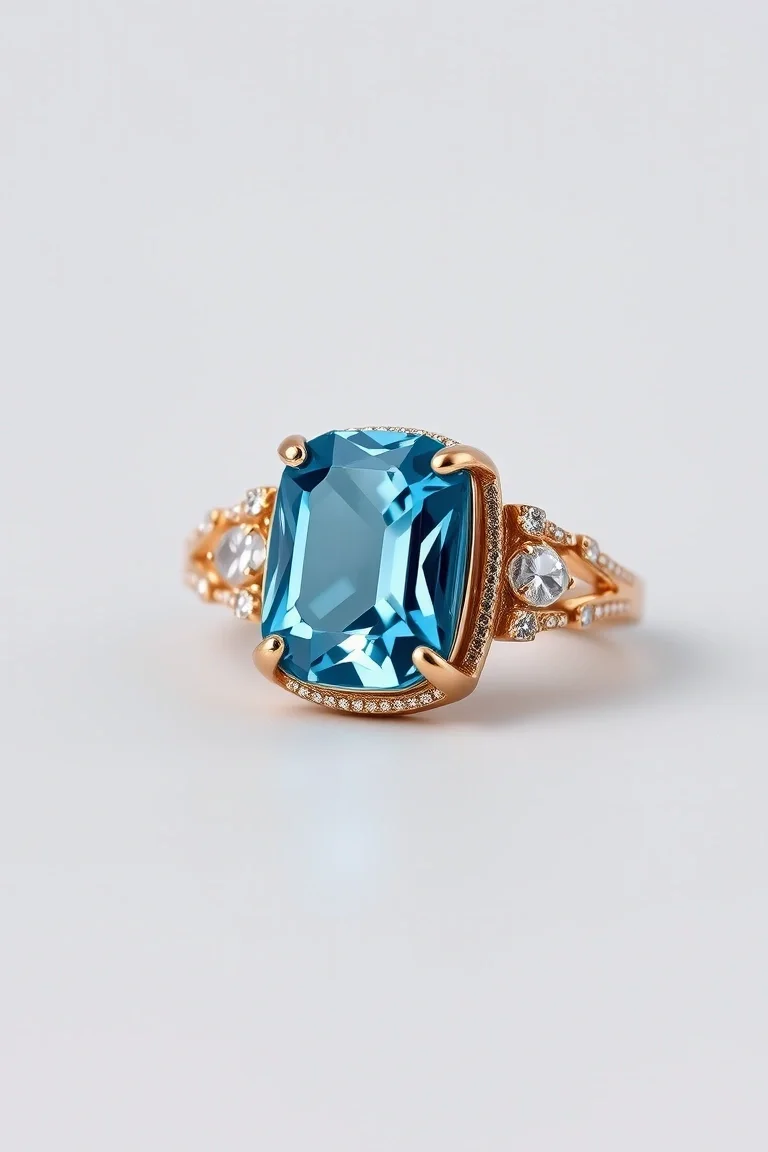 14K CONTEMPORARY BLUE TOPAZ DIAMOND SLIDE
