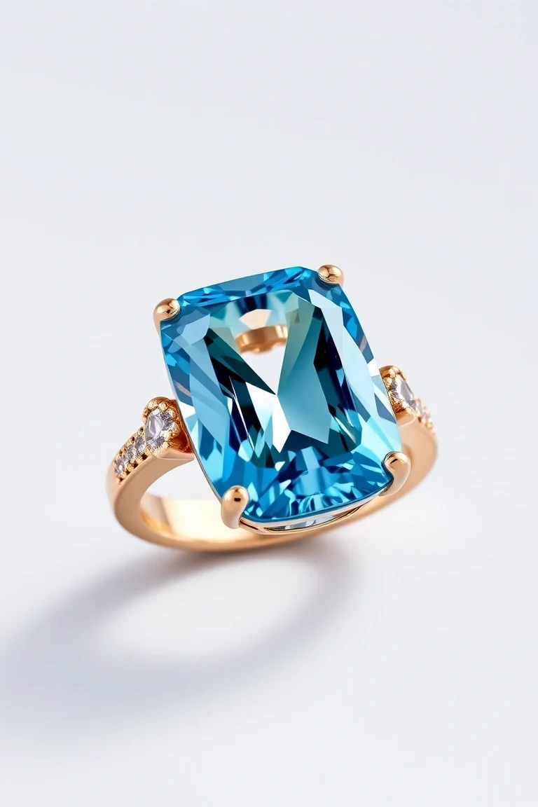 14K CONTEMPORARY BLUE TOPAZ DIAMOND SLIDE