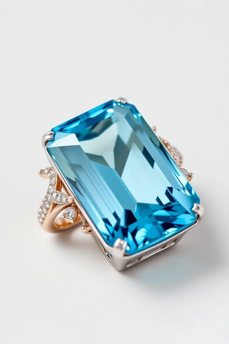 14K CONTEMPORARY BLUE TOPAZ DIAMOND SLIDE