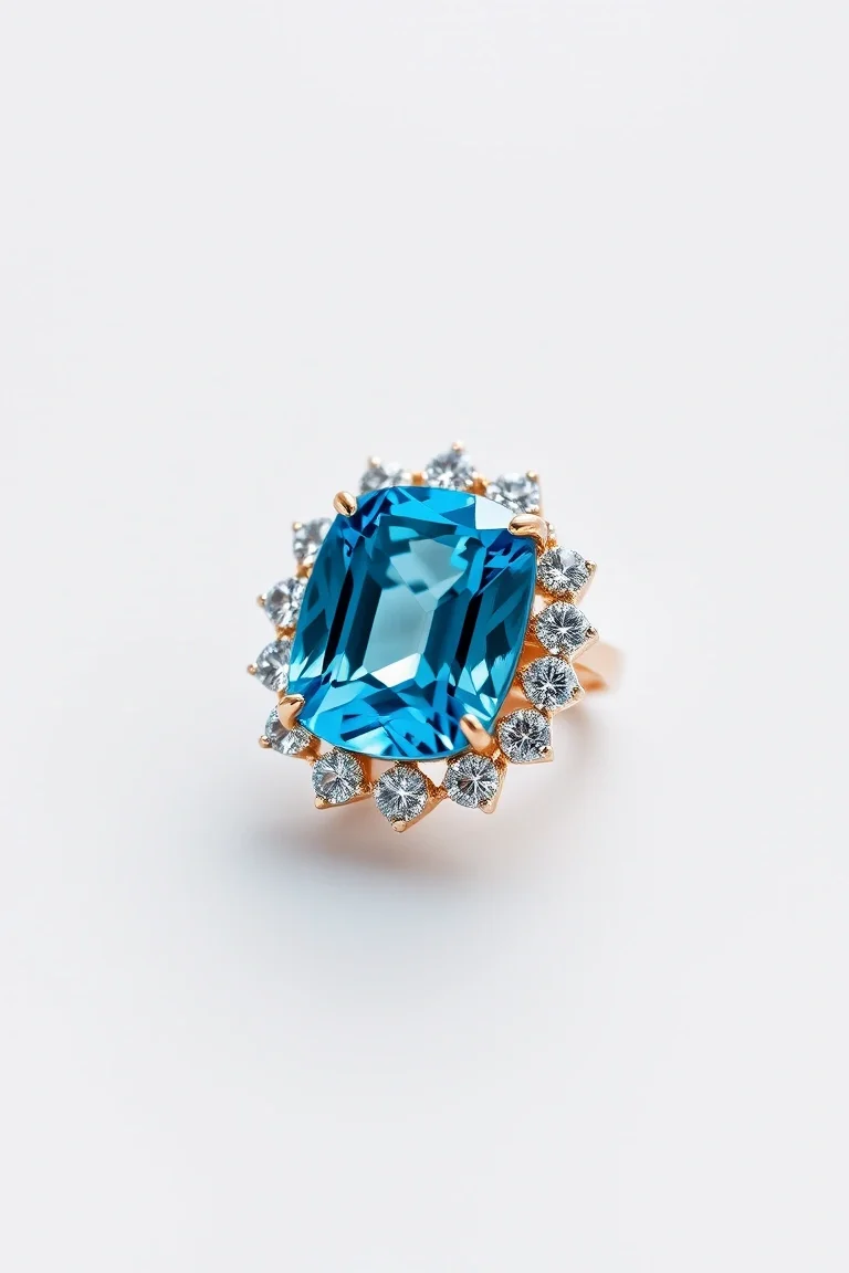 14K CONTEMPORARY BLUE TOPAZ DIAMOND SLIDE