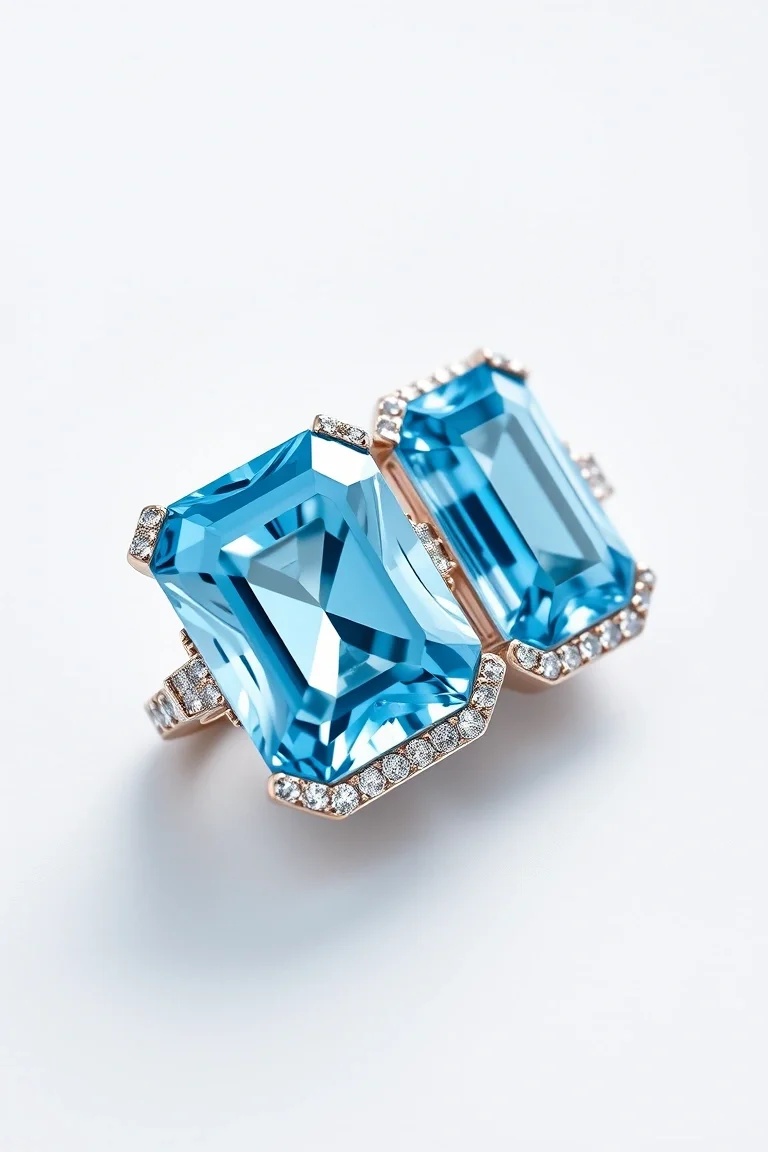 14K CONTEMPORARY BLUE TOPAZ DIAMOND SLIDE