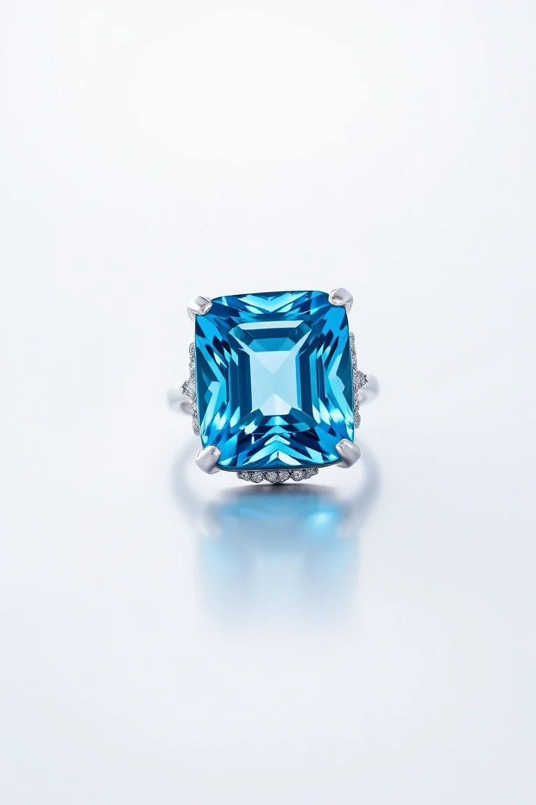 14K CONTEMPORARY BLUE TOPAZ DIAMOND SLIDE