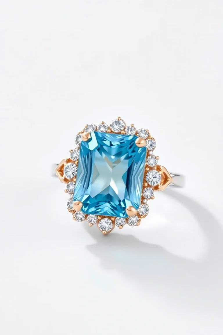 14K CONTEMPORARY BLUE TOPAZ DIAMOND SLIDE