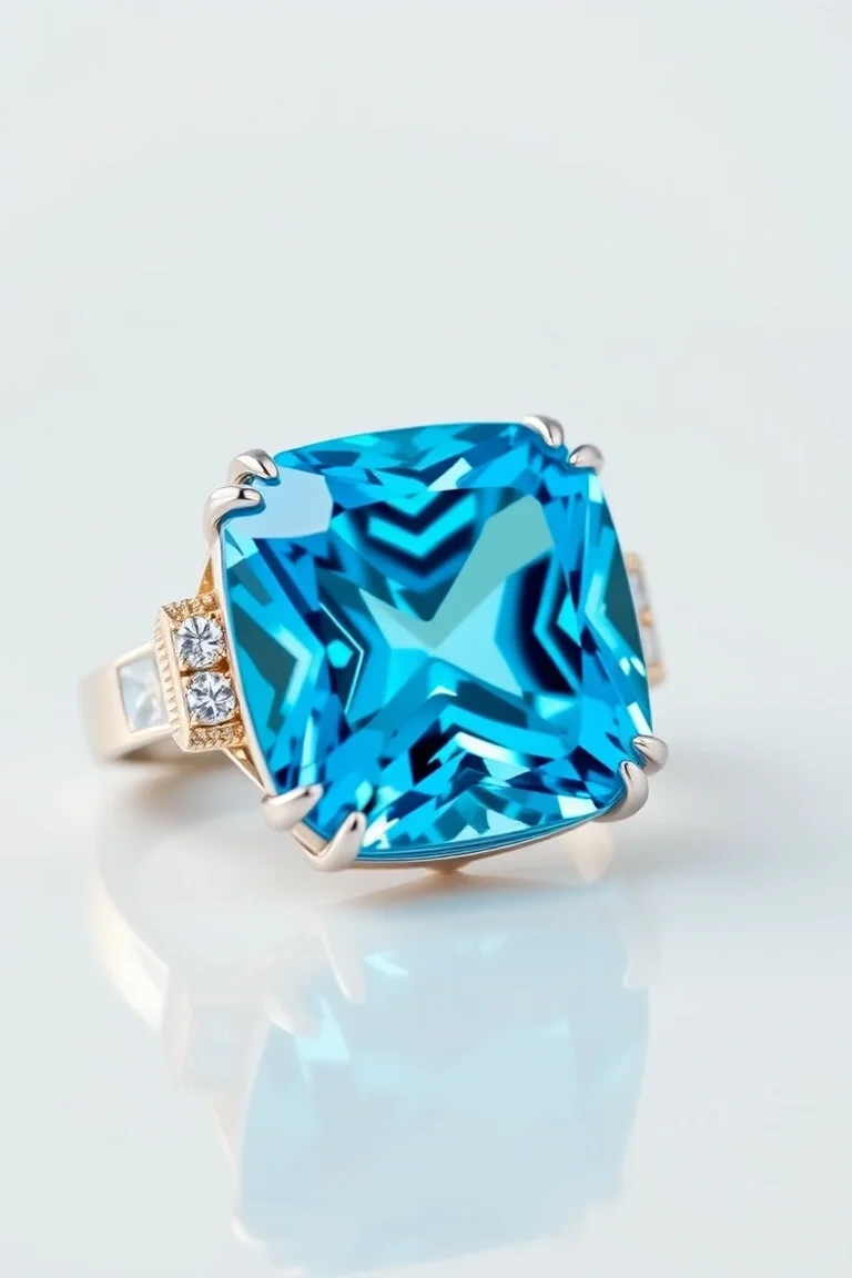 14K CONTEMPORARY BLUE TOPAZ DIAMOND SLIDE