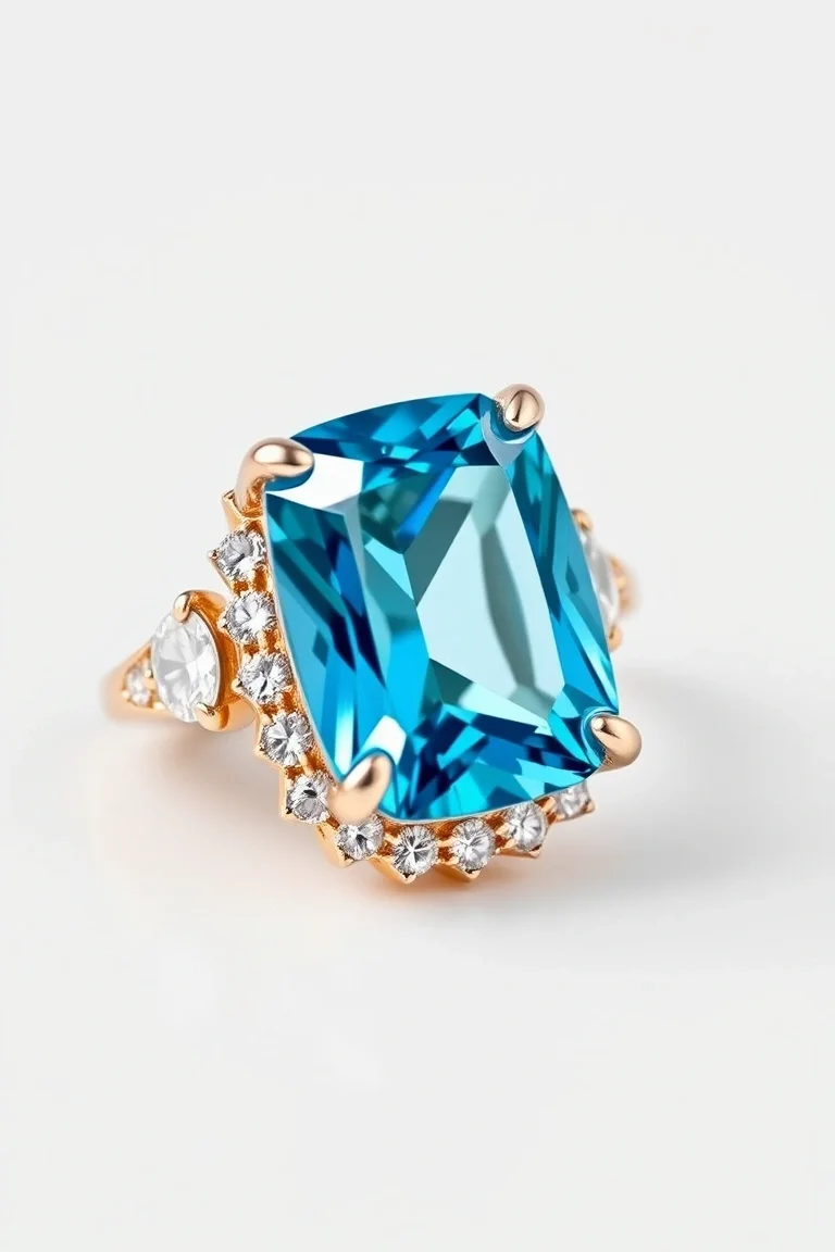 14K CONTEMPORARY BLUE TOPAZ DIAMOND SLIDE