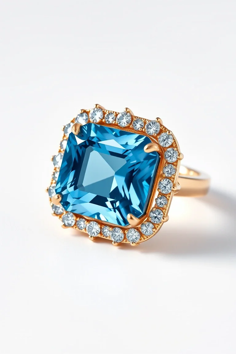 14K CONTEMPORARY BLUE TOPAZ DIAMOND SLIDE