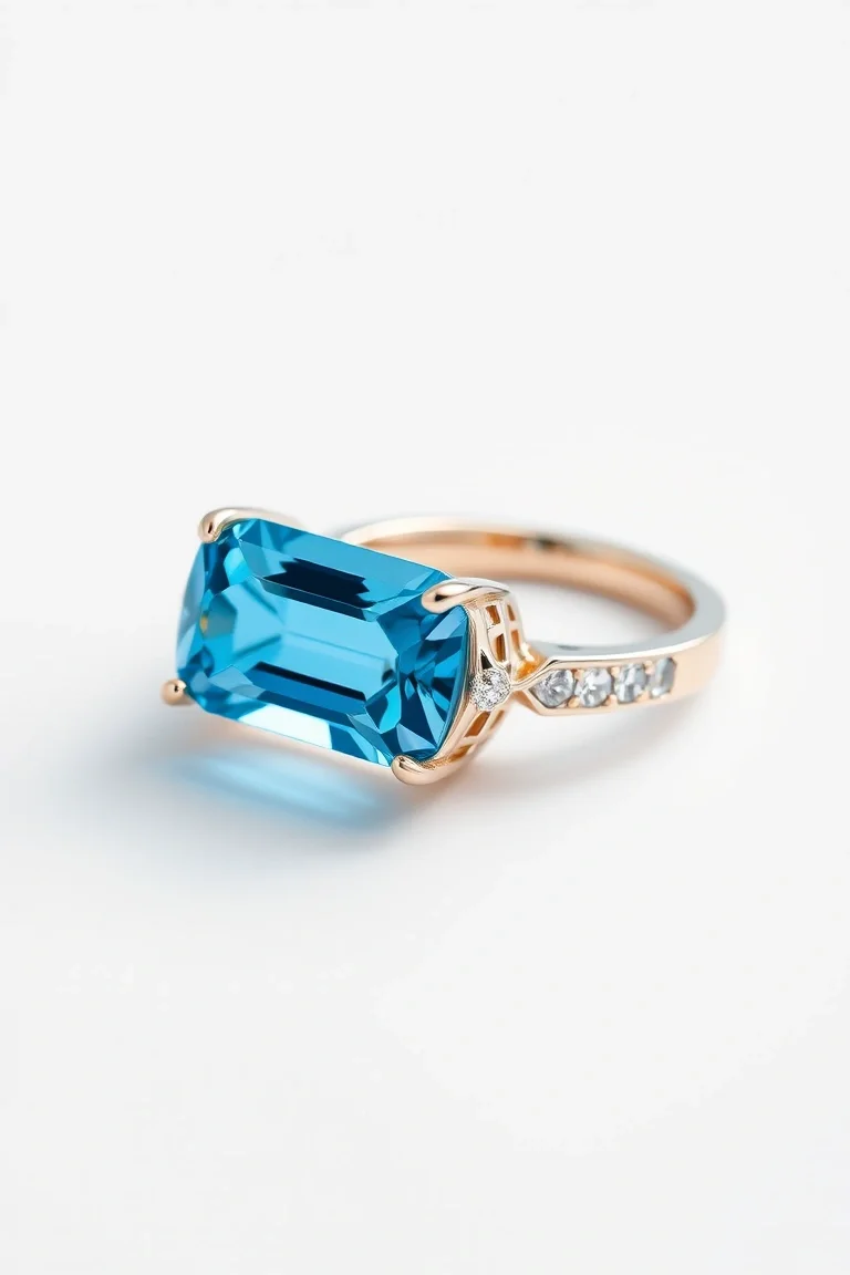 14K CONTEMPORARY BLUE TOPAZ DIAMOND SLIDE