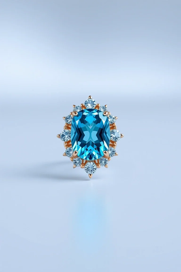 14K CONTEMPORARY BLUE TOPAZ DIAMOND SLIDE