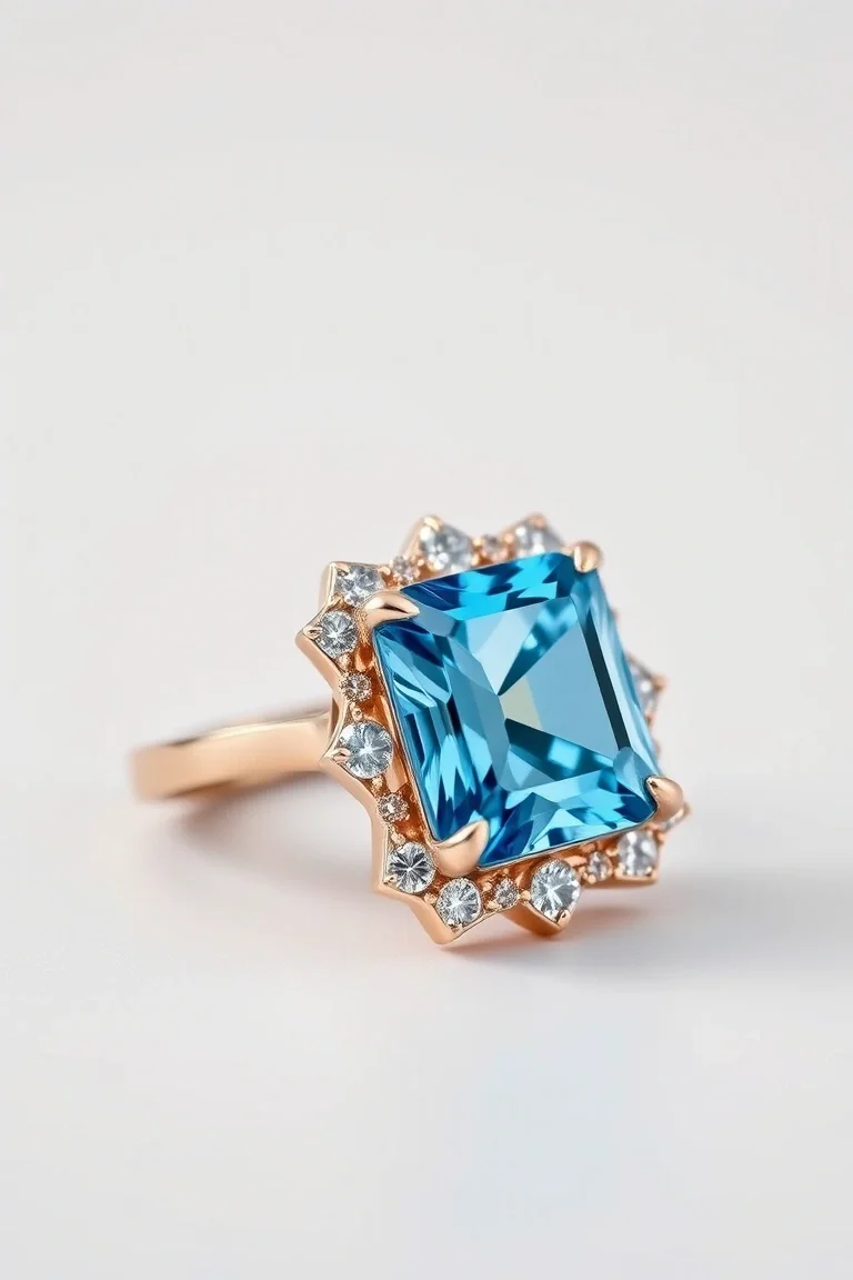 14K CONTEMPORARY BLUE TOPAZ DIAMOND SLIDE