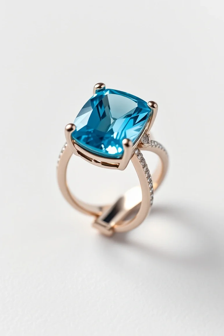 14K CONTEMPORARY BLUE TOPAZ DIAMOND SLIDE