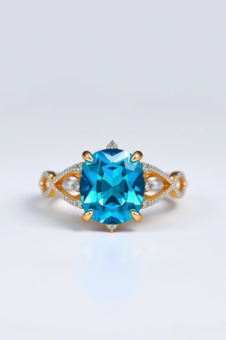 14K CONTEMPORARY BLUE TOPAZ RING