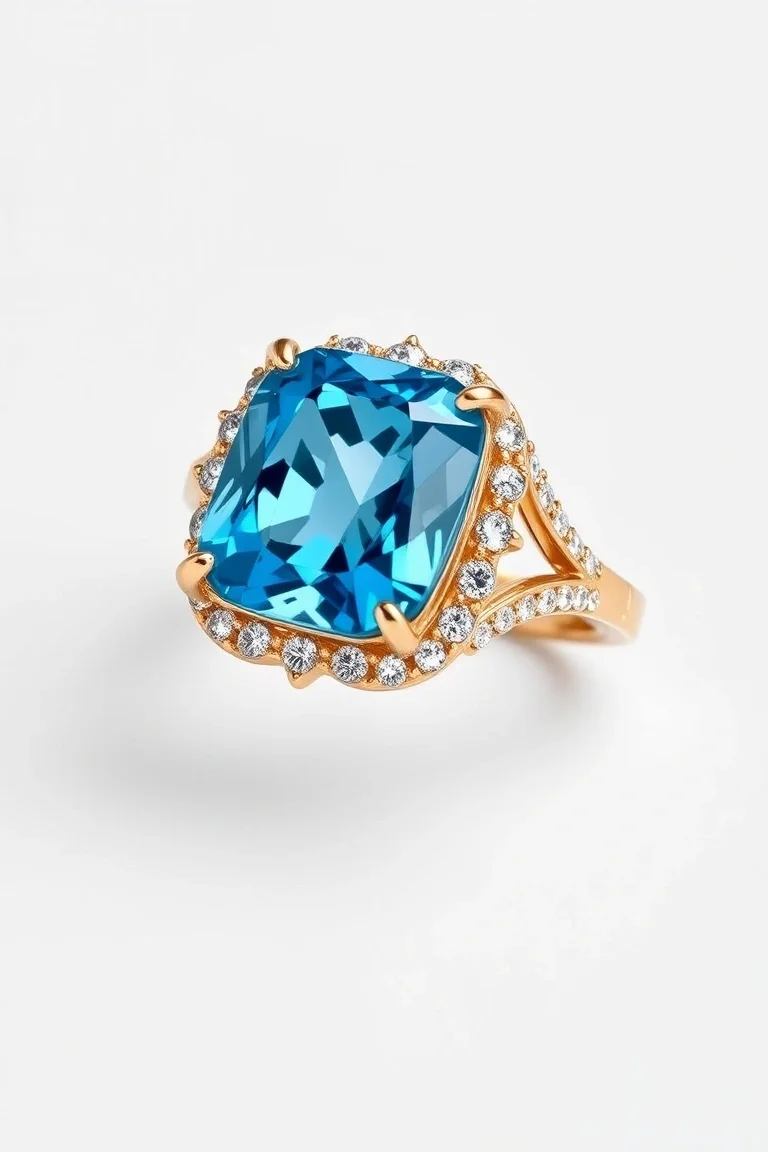 14K CONTEMPORARY BLUE TOPAZ RING