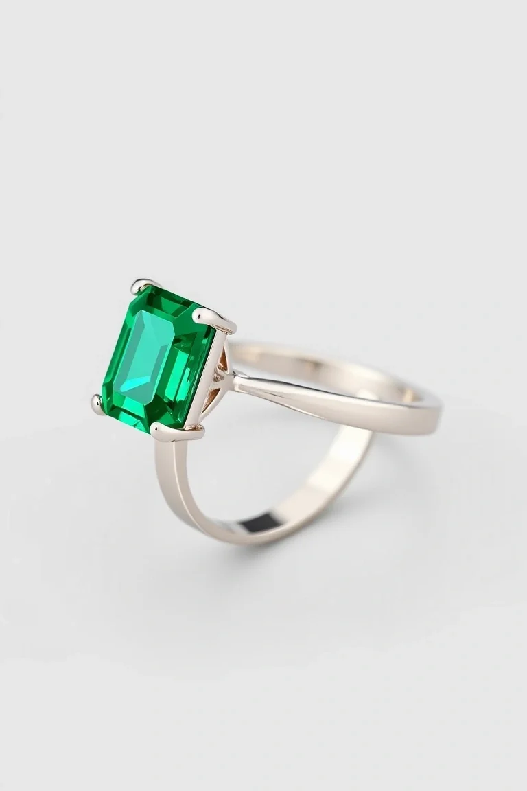 14K CONTEMPORARY EMERALD DIAMOND RING
