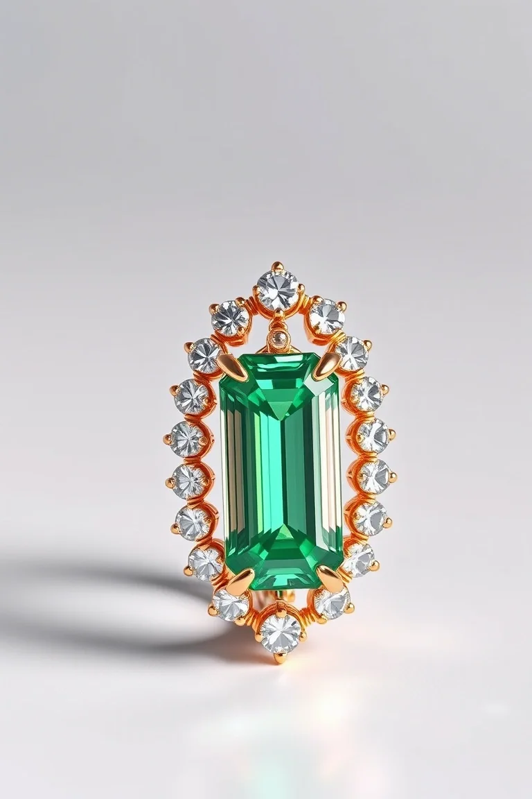 14K CONTEMPORARY EMERALD DIAMOND SLIDE