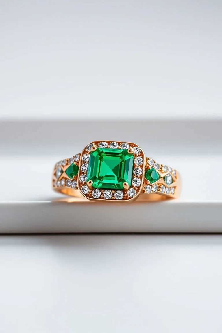 14K CONTEMPORARY EMERALD DIAMOND SLIDE