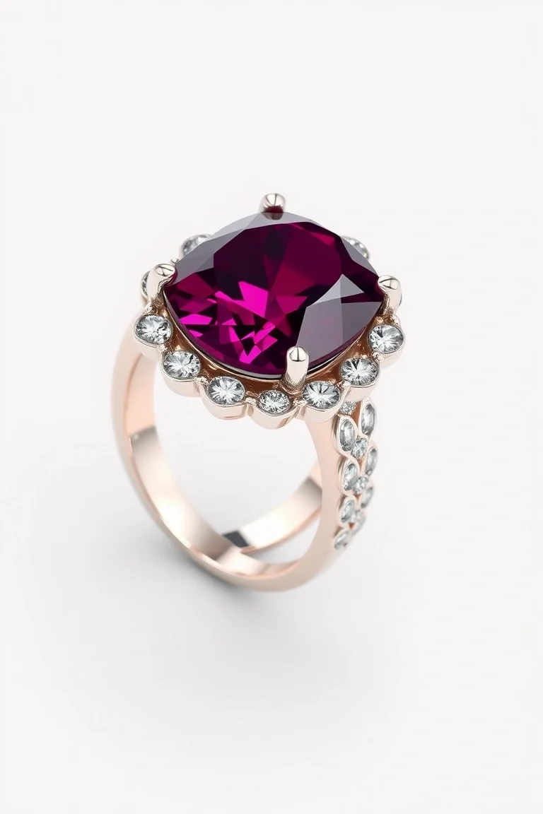 14K CONTEMPORARY GARNET DIAMOND RING