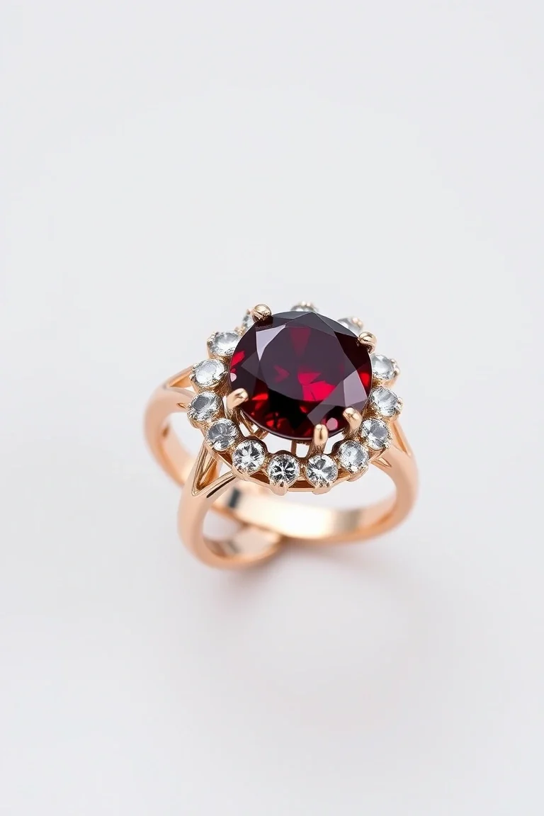14K CONTEMPORARY GARNET DIAMOND RING