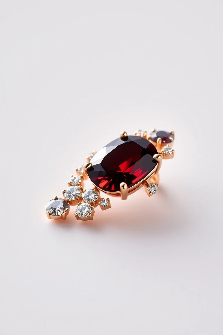 14K CONTEMPORARY GARNET DIAMOND SLIDE