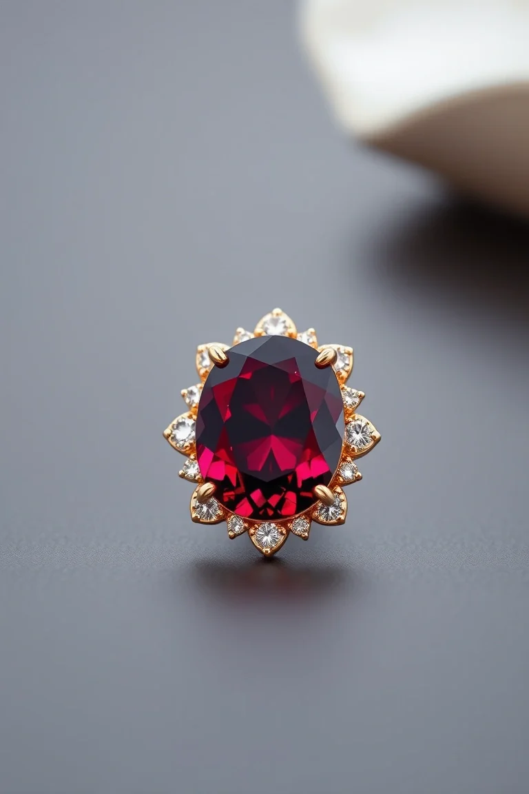 14K CONTEMPORARY GARNET DIAMOND SLIDE