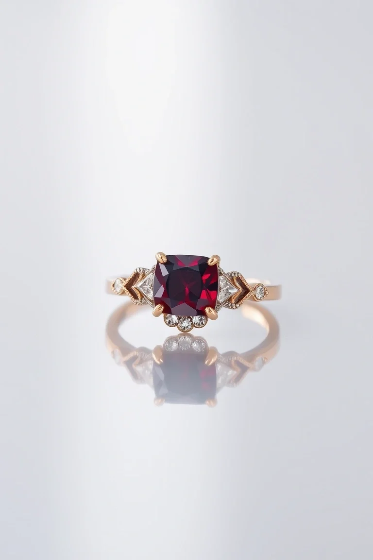 14K CONTEMPORARY GARNET DIAMOND SLIDE