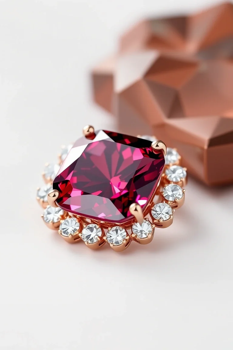 14K CONTEMPORARY GARNET DIAMOND SLIDE