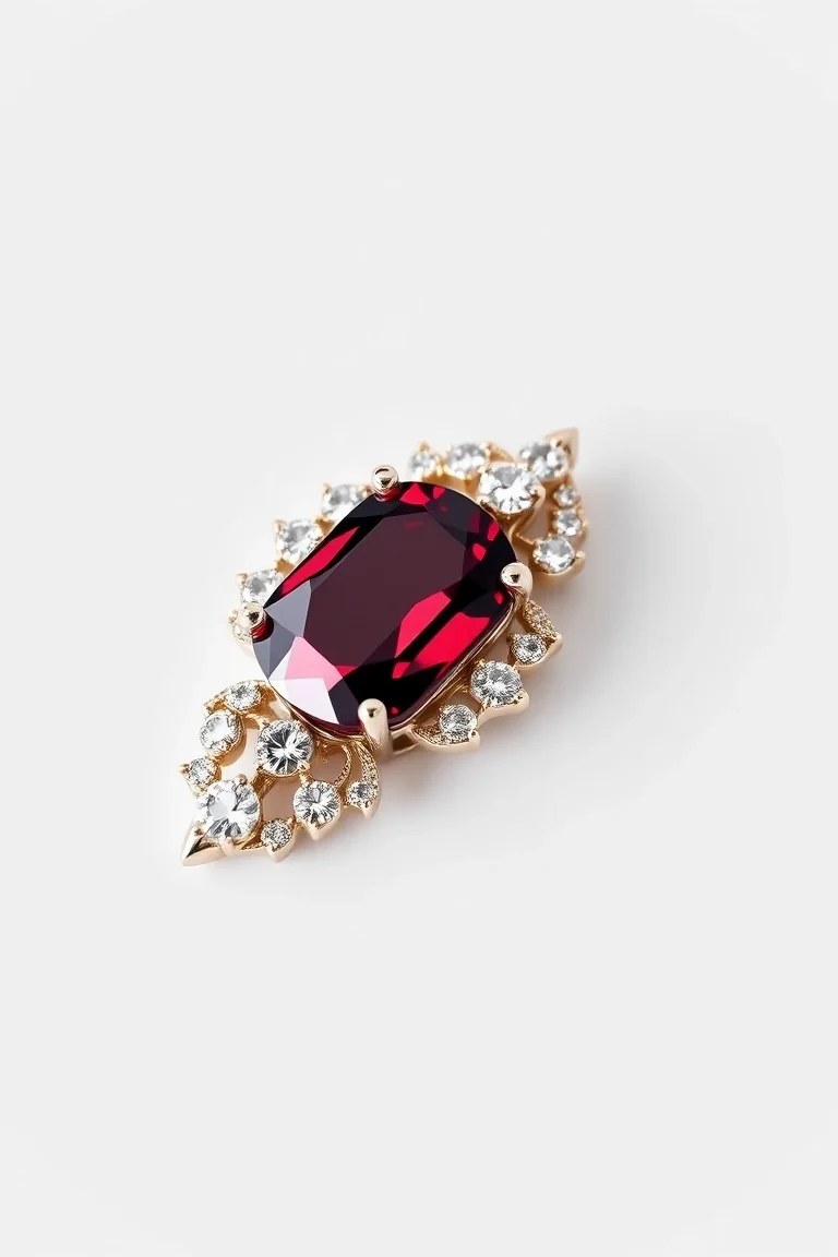 14K CONTEMPORARY GARNET DIAMOND SLIDE