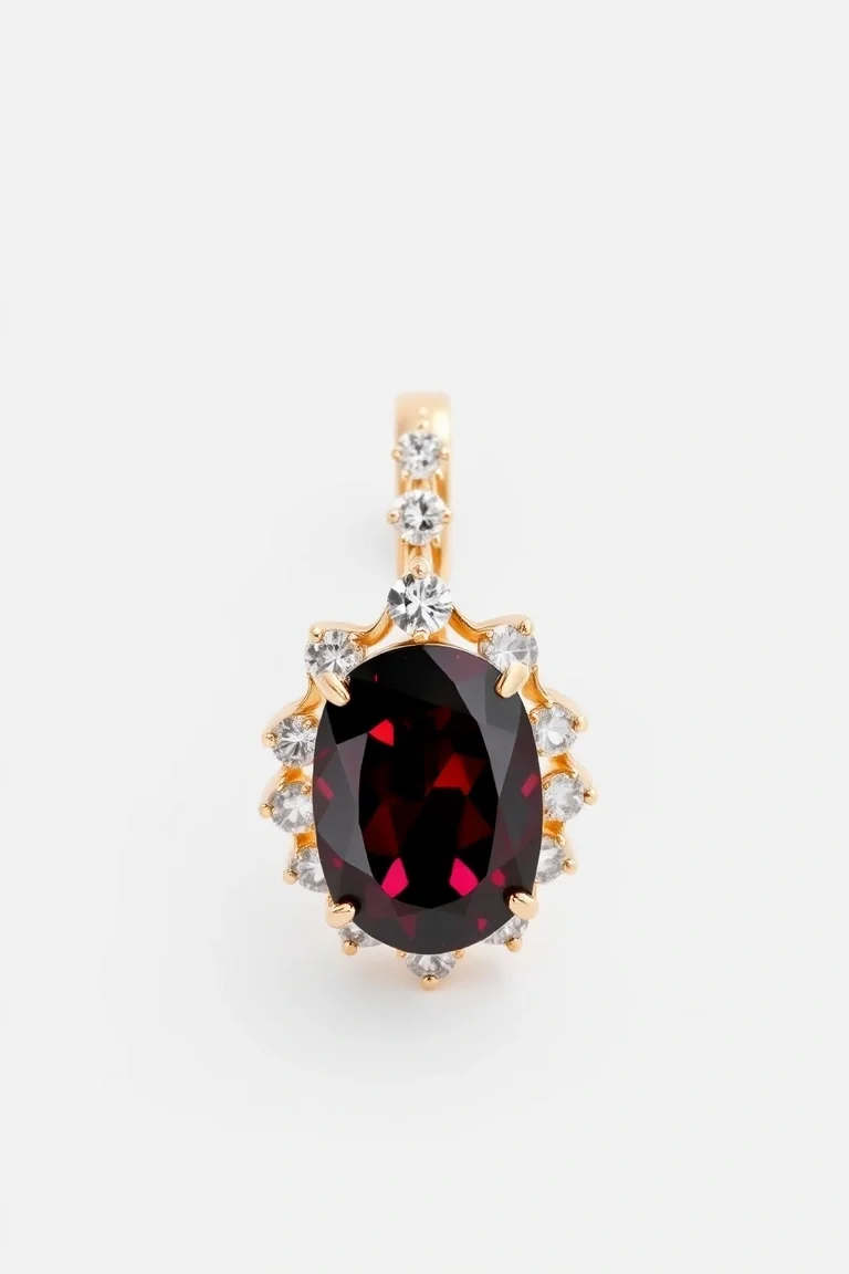 14K CONTEMPORARY GARNET DIAMOND SLIDE