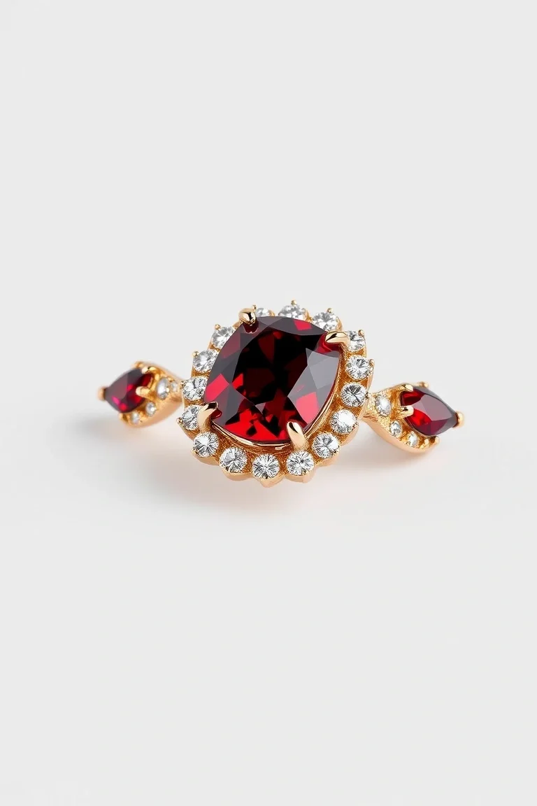 14K CONTEMPORARY GARNET DIAMOND SLIDE
